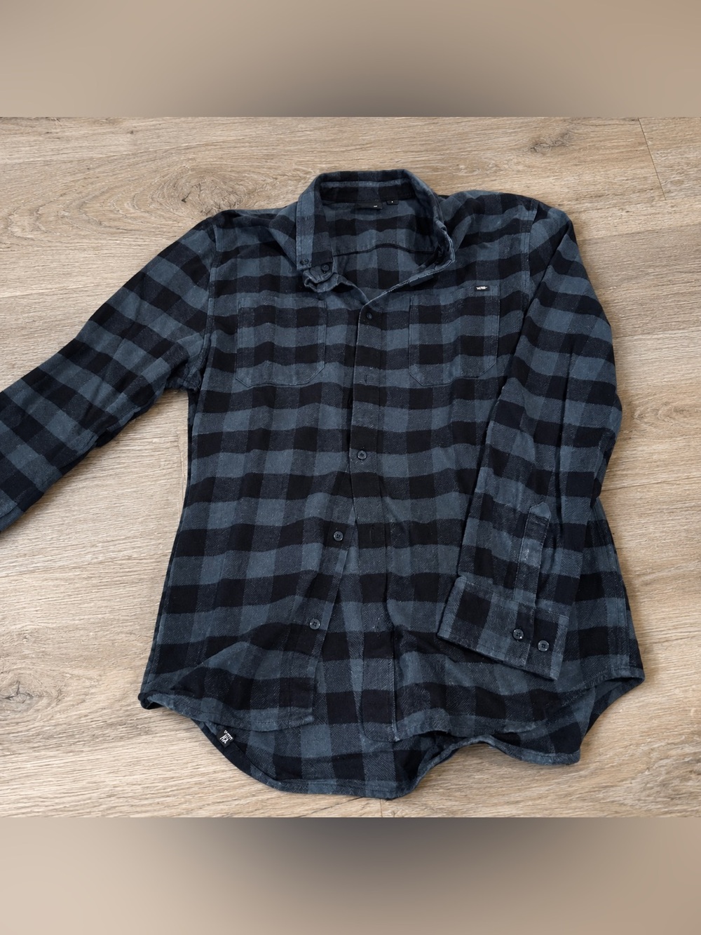 Vans Men's Black & Green Plaid Button-Down Shirt